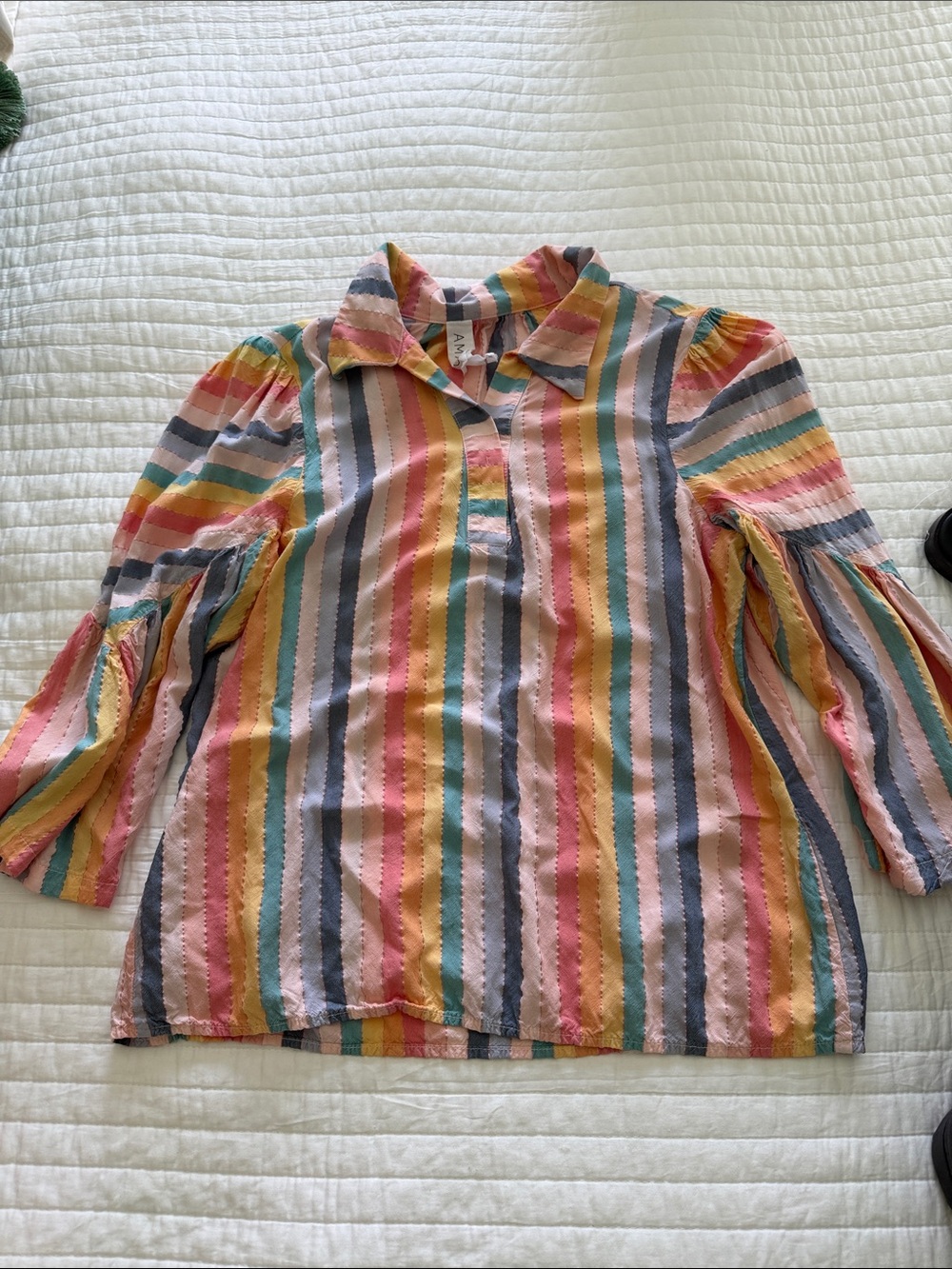Women Multicolor Striped Collared Top